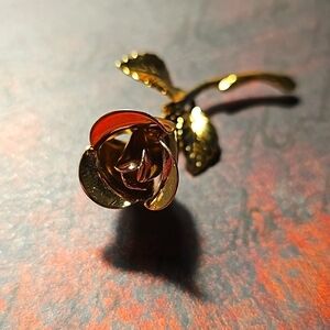 Vintage MONET Long Stem Rose Goldtone Brooch Pin